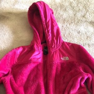 Pink fuzzy north face